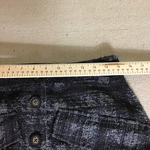 Rachel Roy Women’s Gray/ Navy Tweed Cargo Plaid Button Front Mini Skirt Sz 6 EUC - Picture 7 of 11